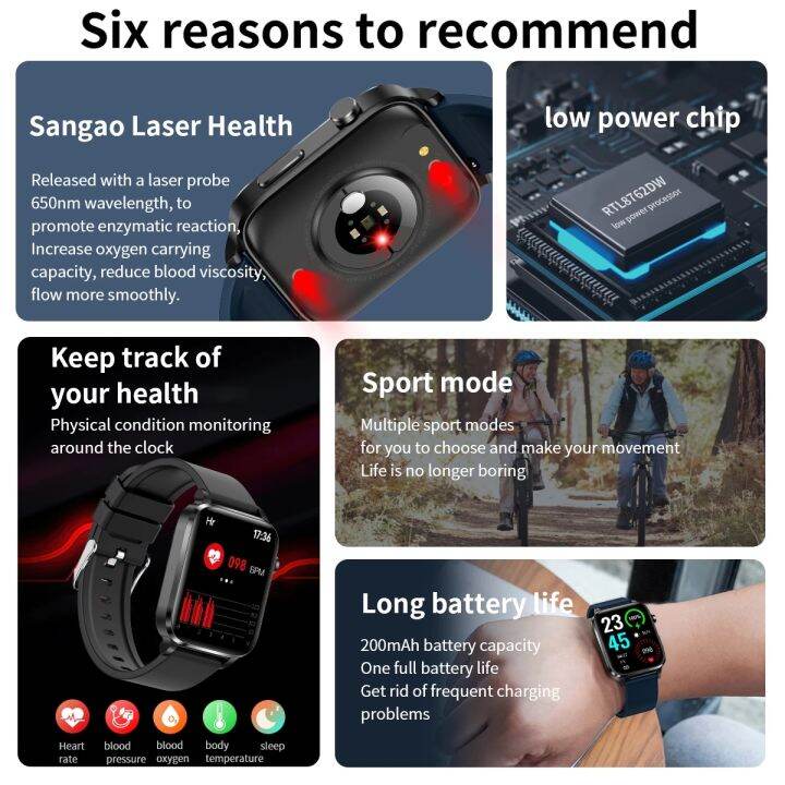 Painless Non Invasive Measure Blood Sugar Smart Watch Men