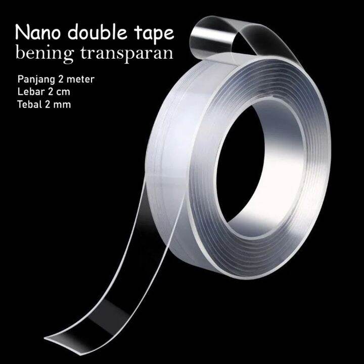 NANO DOUBLE TAPE BENING TRANSPARAN PANJANG 2M LEBAR 2cm TEBAL 2mm