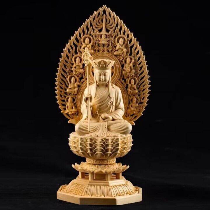 Solid Wood Carving Avalokitesvara Ksitigarbha Shakyamuni Buddha