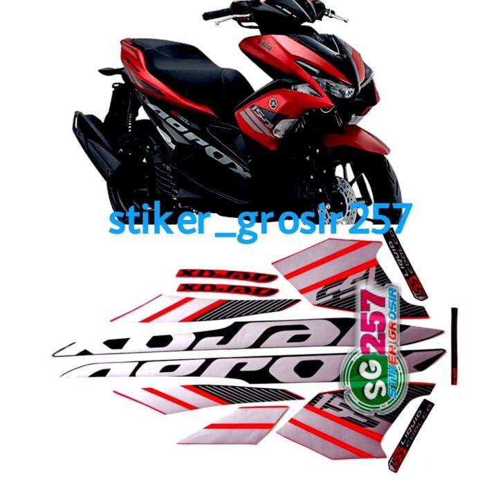 Stiker Striping Les Lis Polet Body Yamaha Aerox Merah Hitam Standar