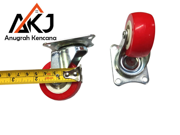 Ak Pcs Roda Kastor Nylon Merah Inch Roda Caster Troly Roda Etalase