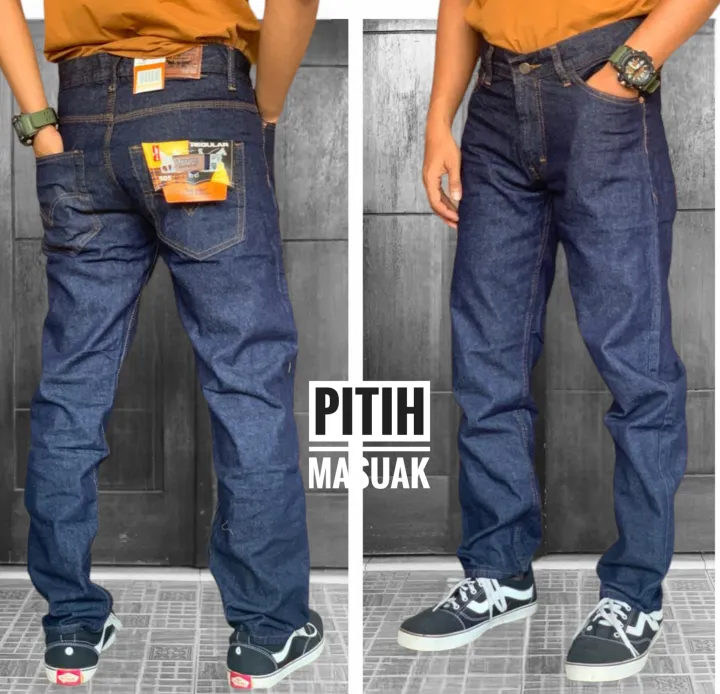 Celana Jeans Standar Reguler Pria Lelaki Laki Dewasa Warna Biru