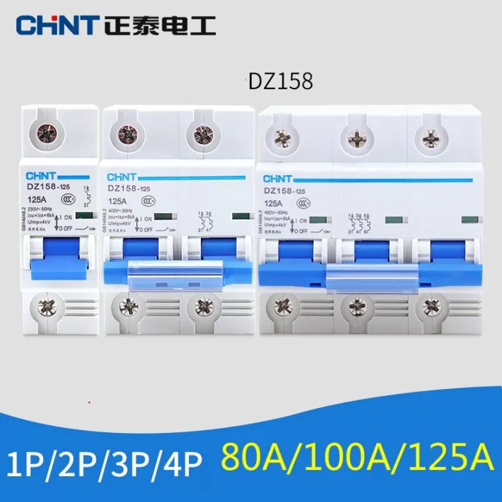 Chint Dz158 Home Mini Circuit Breaker Air Switch 1p 2p 3p 4p 80a 100a