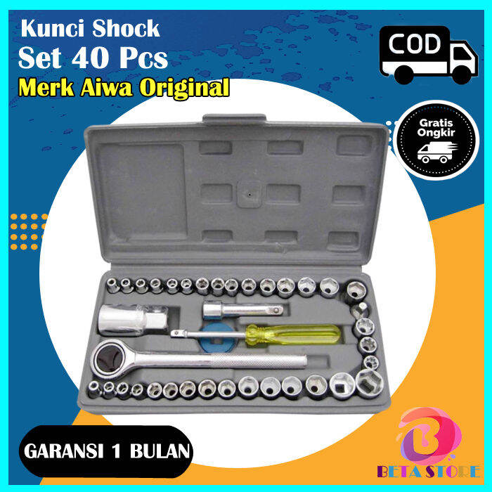 BETA STORE COD Kunci Shock Pas 40 Pcs Aiwa Set Lengkap Wrench Set 1 4