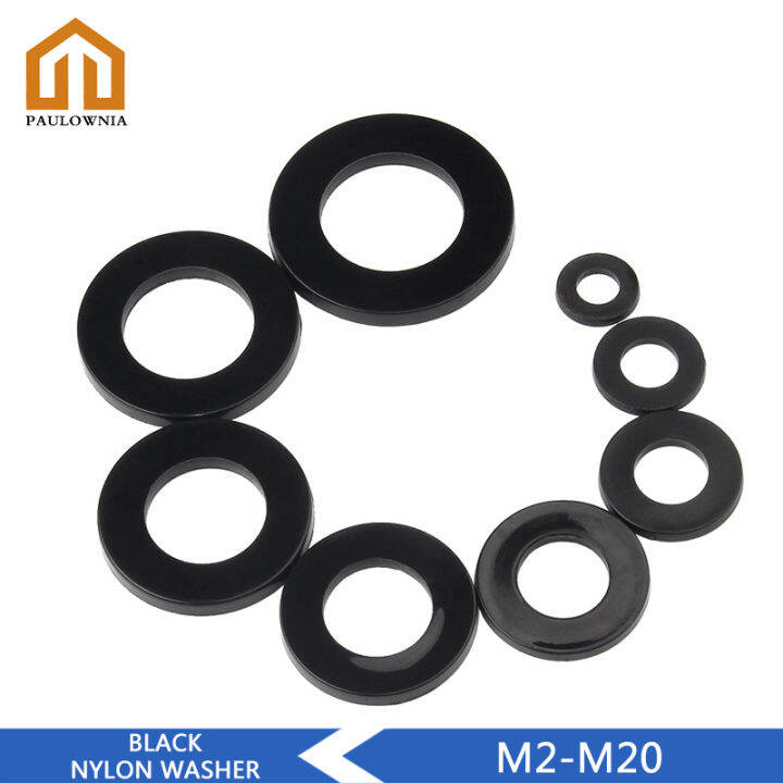 Black Nylon Washer Flat Gasket M2 M3 M4 M5 M6 M8 M10 M12 M14 M16 M18