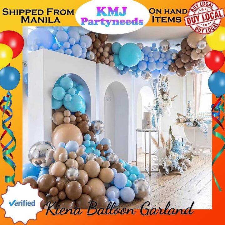 Kiena Balloon Pcs Brown Balloons Garland Kit Macaron Blue Double