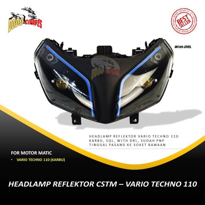 Lampu Headlamp Vario Techno Karbu Model Cstm Reflektor Vario