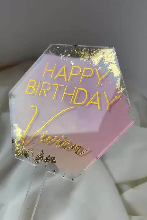 5 Or 7cm Hexagon Clear Acrylic Cake Toppers Blank DIY Birthday Cake