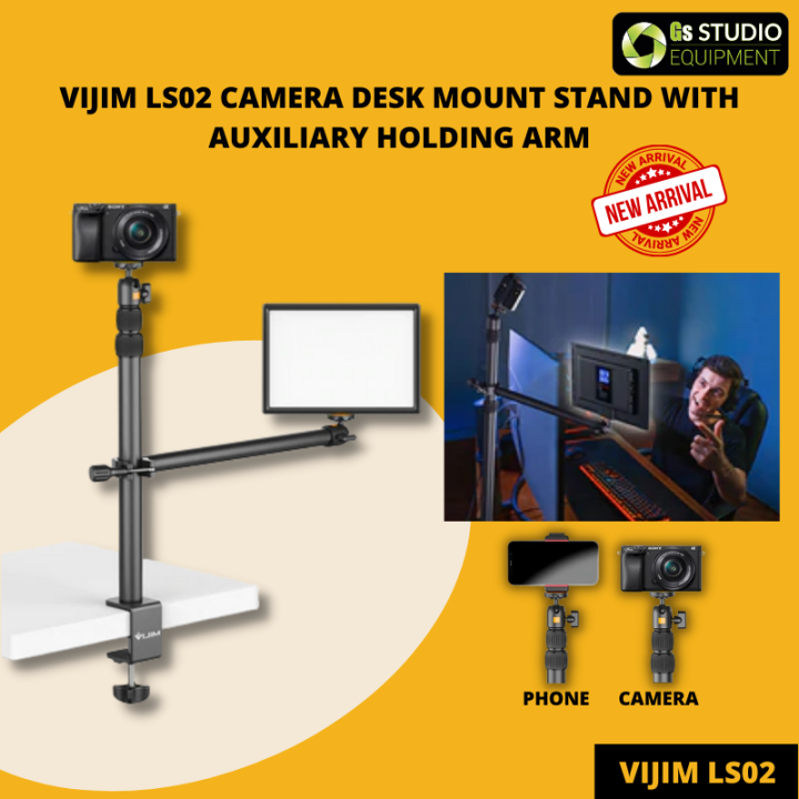 VIJIM LS02 Camera Desk Mount Stand With Auxiliary Holding Arm Lazada