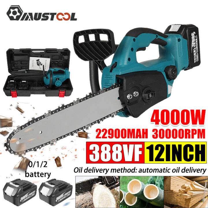 Mustool 388VF 12 Inch 4000W Brushless Electric Saw Chainsaw Wood