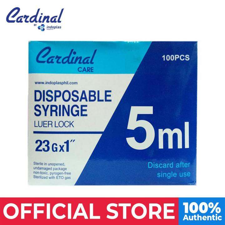 Indoplas 23G Cardinal Care Disposable Syringe Luer Lock 5ml Box Of 100