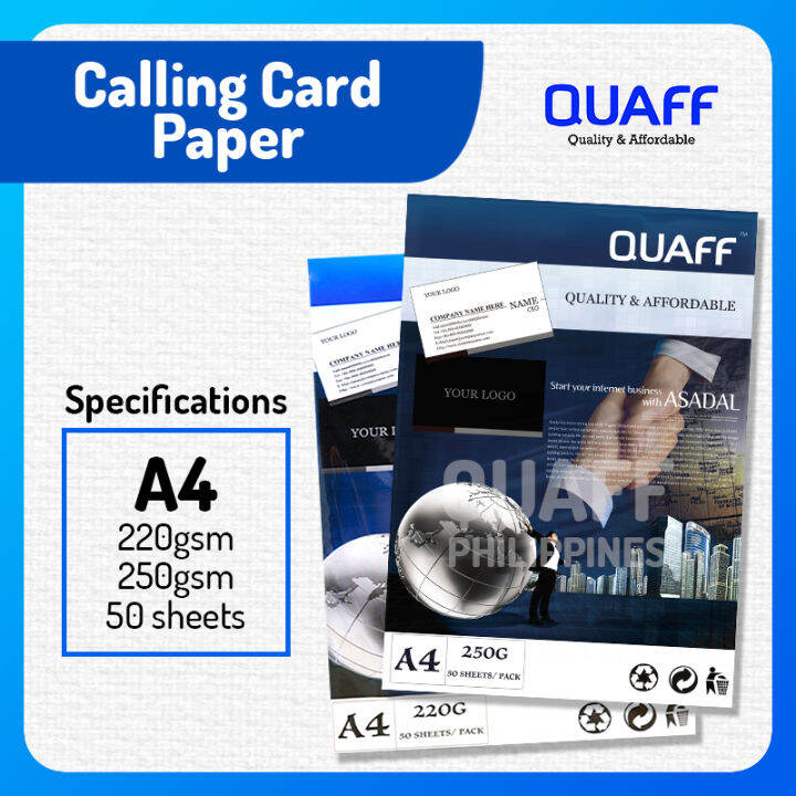 Quaff A Size Double Sided Matte Calling Card Paper Sheets Pack