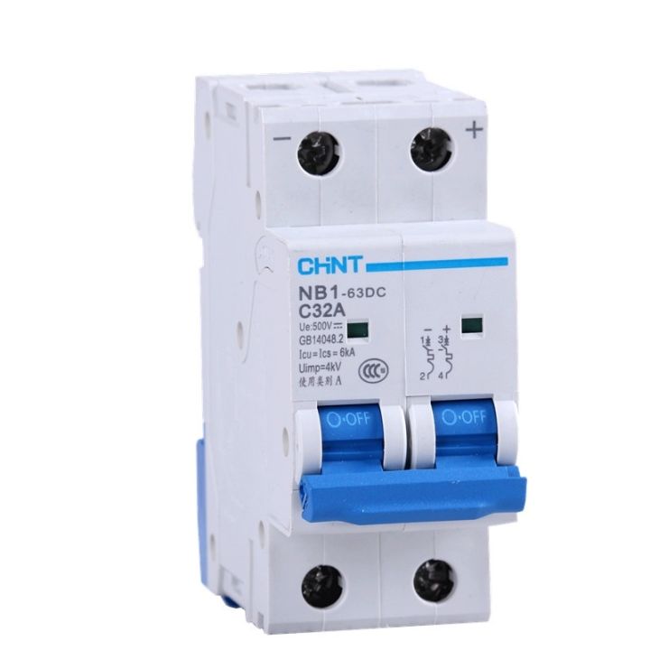 CHINT DC Circuit Breaker NB1 63DC 2P DC500V 6KA C1A 2A 3A 4A 5A 6A 10A