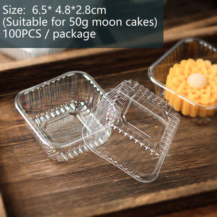 Pegota 100pcs Square Moon Cake Trays Mooncake Packaging Box With Cover