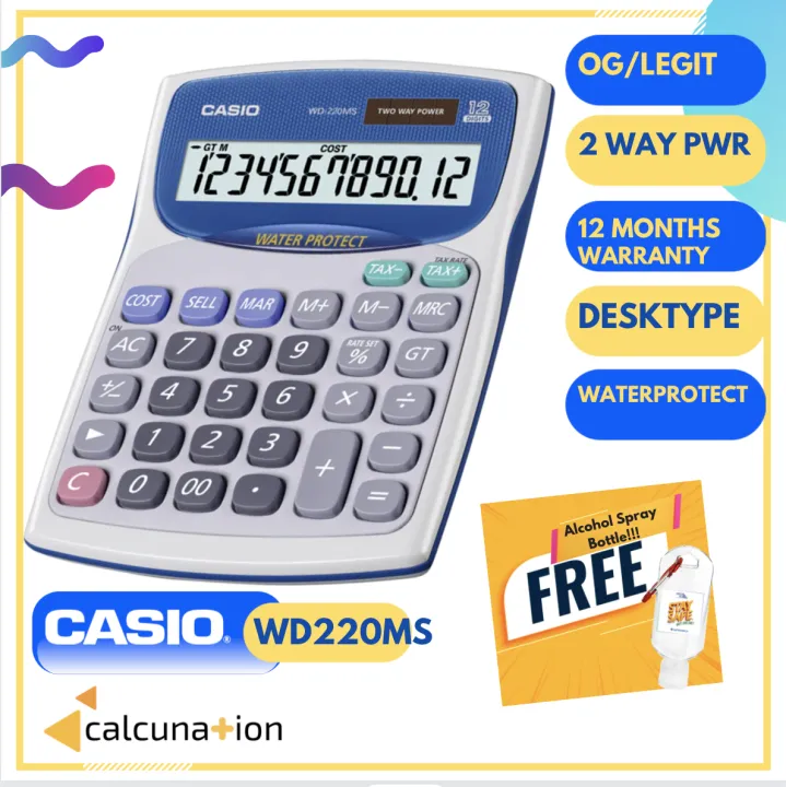 CASIO WD220MS WATER PROTECTED AND DUST PROOF CALCULATOR WHITE Lazada PH