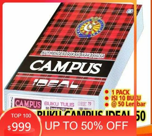 Buku Tulis Campus IDEAL Isi 50 Lembar 1 Pak 10 Buku Buku