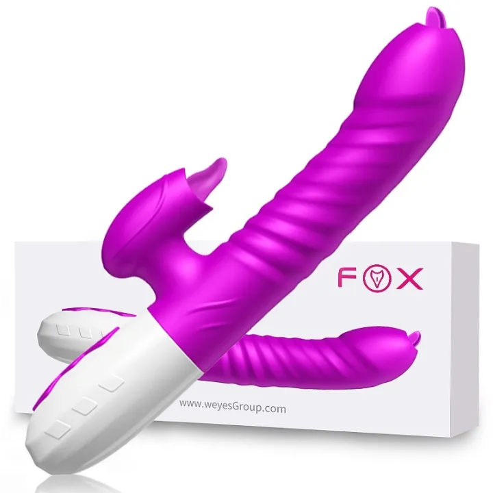 Double Tongue Vibrating Dildo Telescopic Rotating Vibrators For Woman