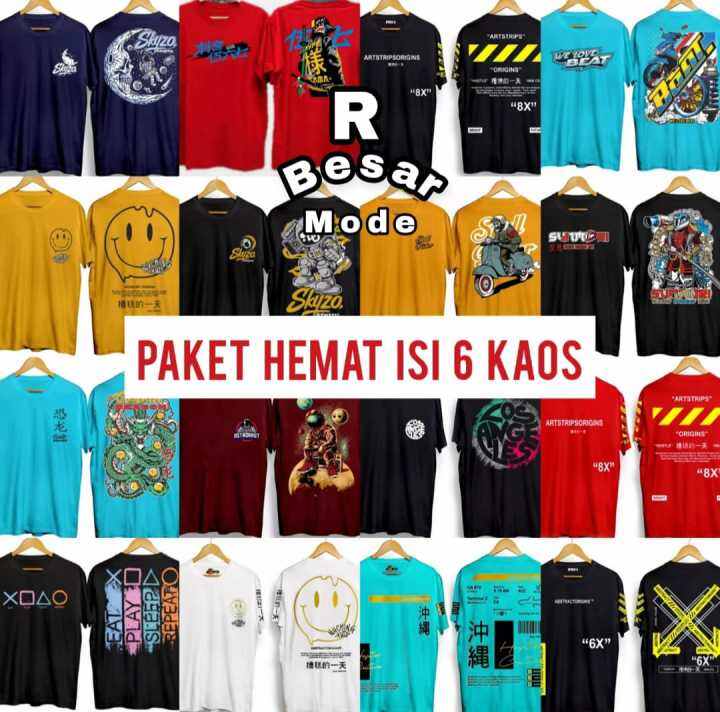 Paket Hemat Isi Pcs Kaos Bolak Balik Dewasa Motif Distro Terbaru Ada