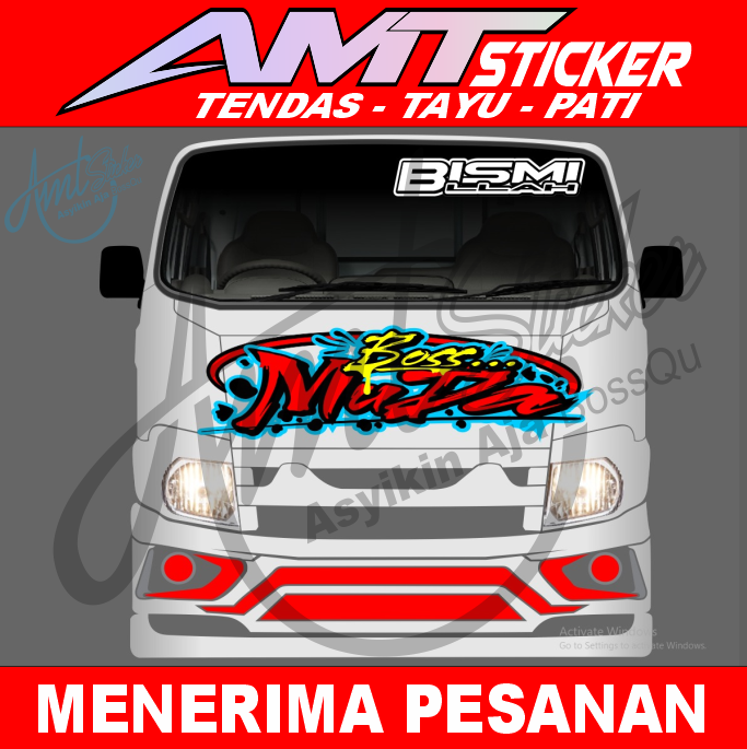 Terbaru Sticker Kabin Depan Pick Up Traga Boss Muda Sticker Kaca