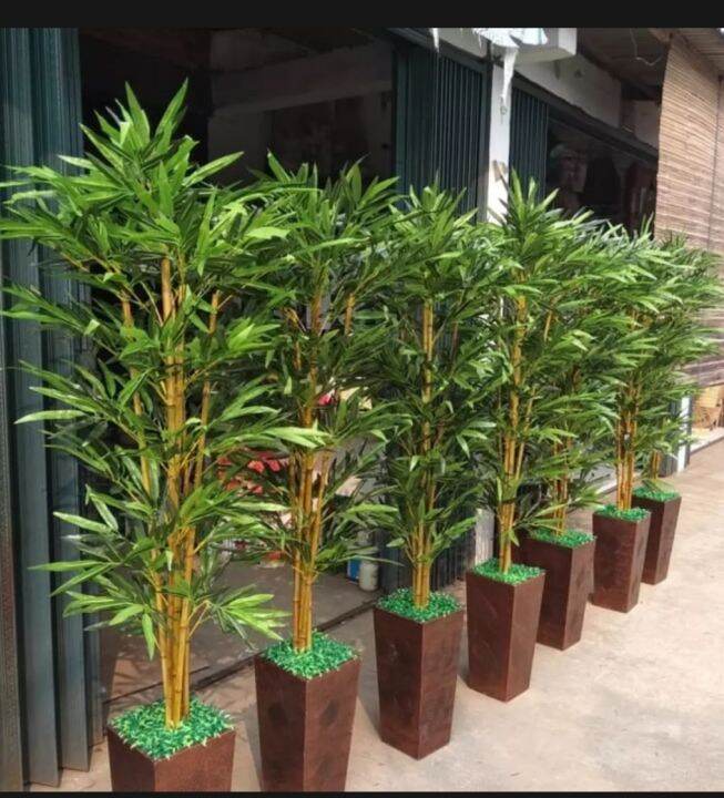 POHON BAMBU AMPEL KUNING ARTIFICIAL TINGGI 100CM 1 POT 4 POHON RIMBUN