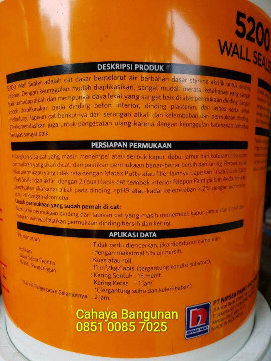 Wall Sealer Cat Dasar Alkali Nippon Paint Vinilex Galon Kg Kg