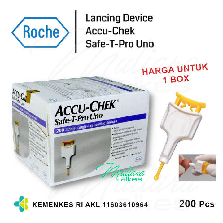 Box Isi Lancing Device Blood Lancet Jarum Accu Chek Safe T Pro