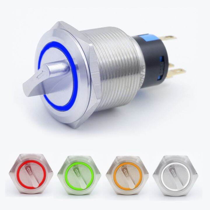 Mm Led Metal Rotary Push Button Latching V Stainless Steel