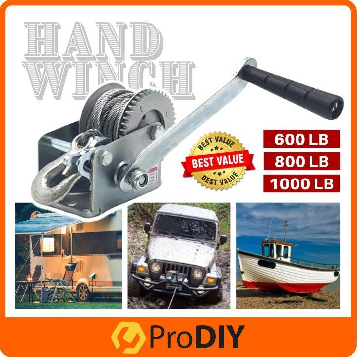 Hand Winch 600LB 800LB 1000LB X 25 For Caravan Strap Length Marine