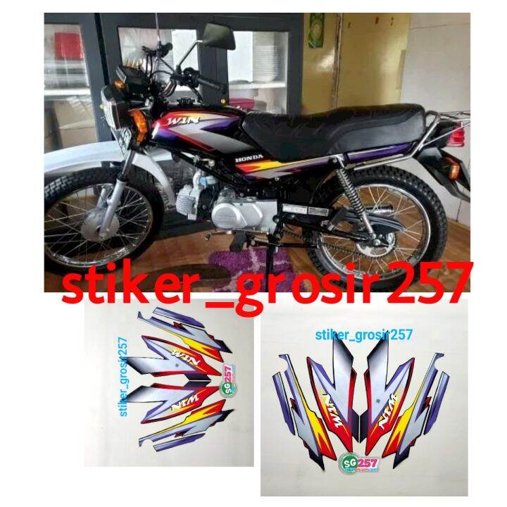 STIKER STRIPING LIS LES BODY HONDA WIN TAHUN 2002 2003 HITAM SILVER