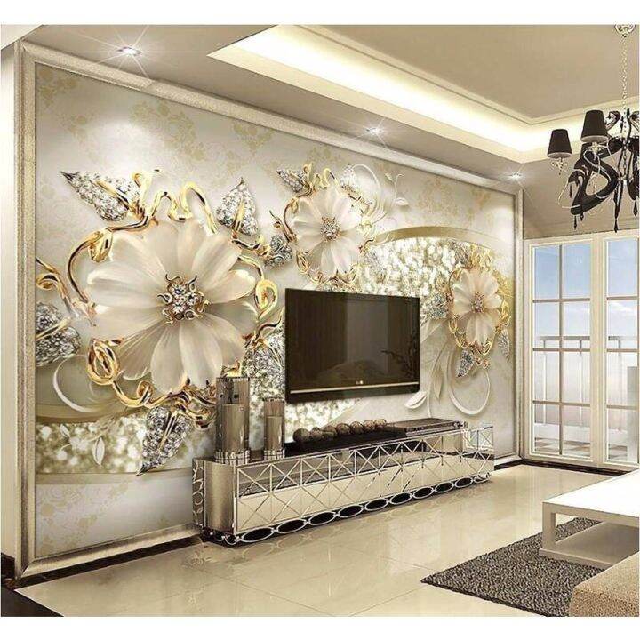 Custom Size 3d Stereo Luxury Gold European Style Jewelry TV Background