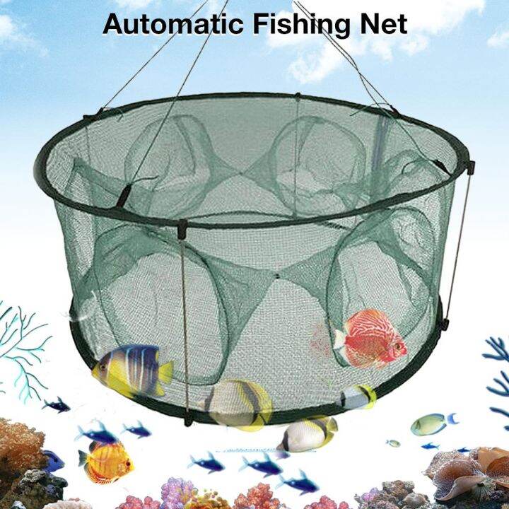 Holes Automatic Fishing Net Strengthened Shrimp Cage Nylon Foldable