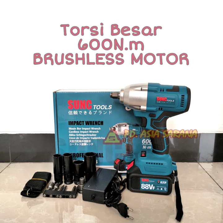 Cordless Impact Wrench Vf Brushless Torsi Besar Sunc Nm Bor Baut