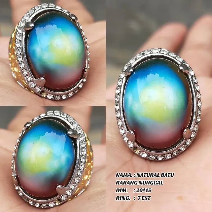 Cincin Batu Akik Natural Panca Warna Karangnunggal Lazada Indonesia