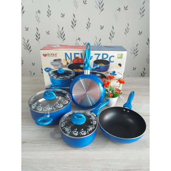 Supra Rosemary Cookware Supra Panci Set Pcs Biru Lazada Indonesia