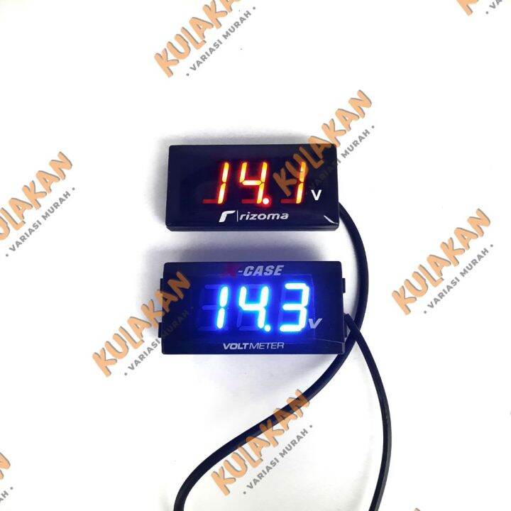 Voltmeter Aki Motor 12V Model Rizoma Biru Slim Lazada Indonesia