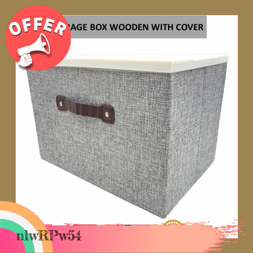 Nlwrpw Fabric Canvas Box Organizer With Handles And Plastic Cover