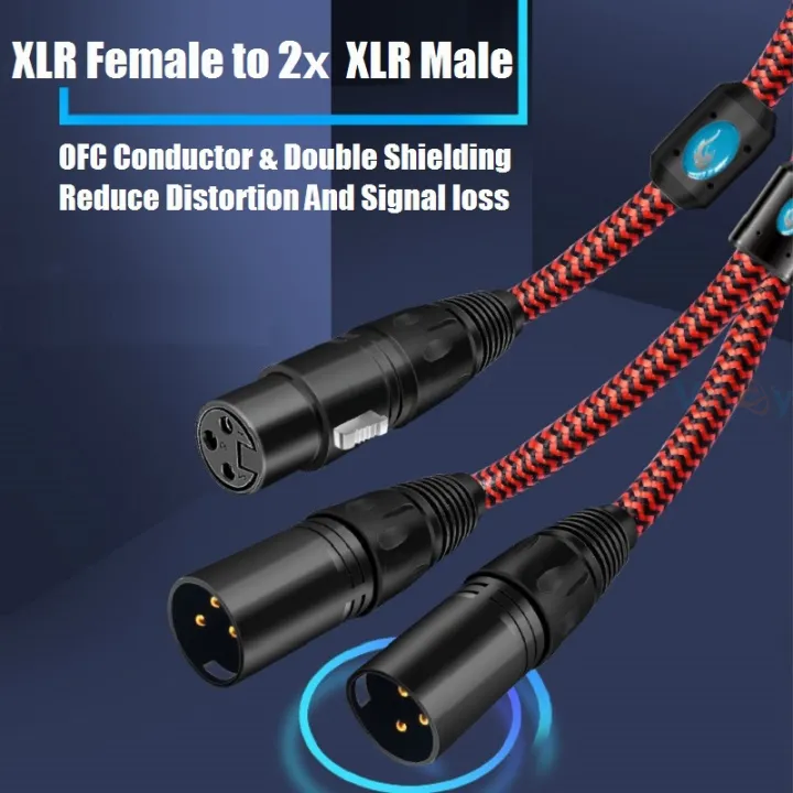 XLR Female To Dual XLR 3 Pin Male Audio Cable Microphone Preamps