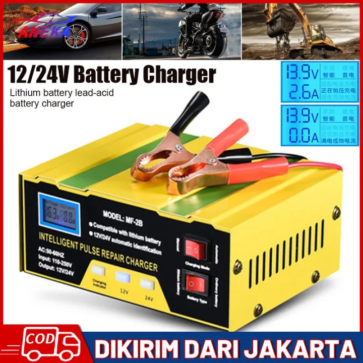 Cod Ready Stockcas Aki Charger Aki Mobil Motor Portable Automatic