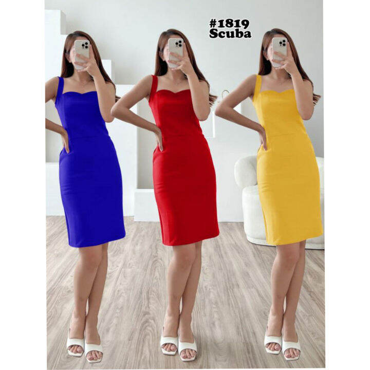 Dress Midi Korea Premium 1819 Bahan Scuba Stretch Halus Premium