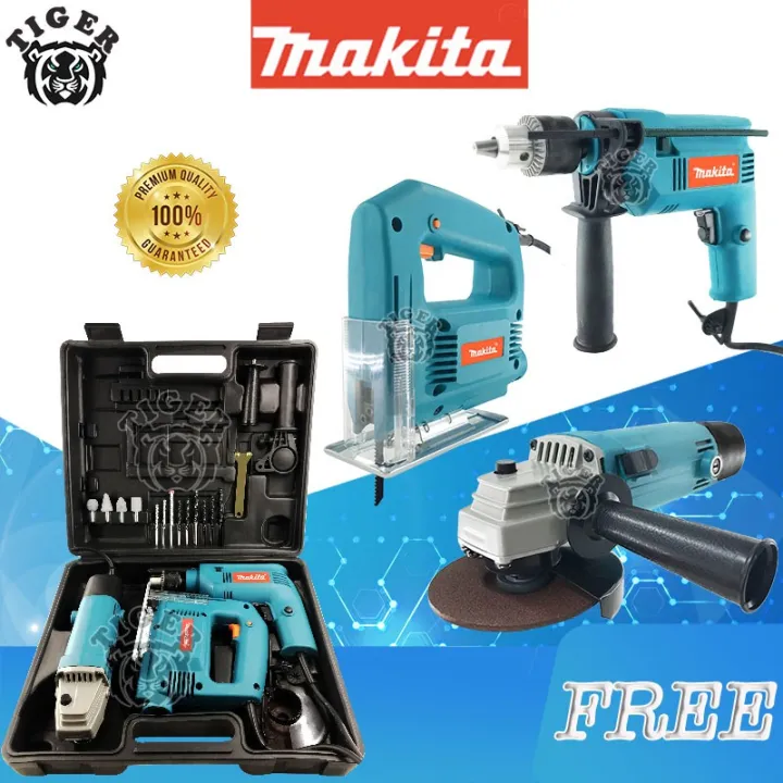 Makita In Impact Drill Electric Angle Grinder And Jig Saw Tool