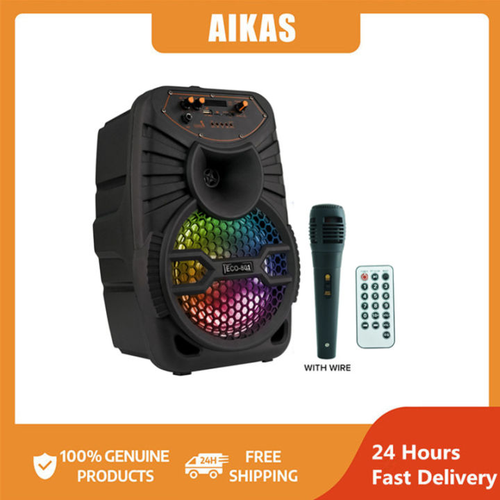 Aikas Eco Portable Bluetooth Speaker W Super Bass Rgb Light With