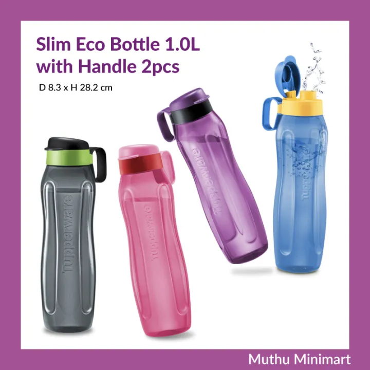 Original Tupperware Slim Eco Bottle L With Handle Drink Bottles