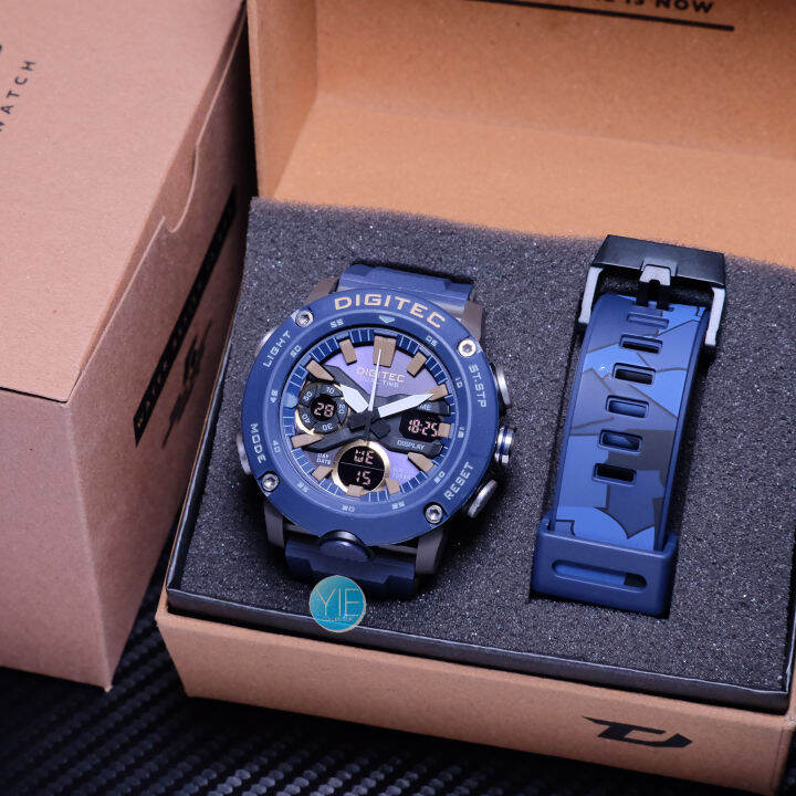 Jam Tangan Pria Digitec Original Bonus 2 Tali DA 2094 2130 Anti Air