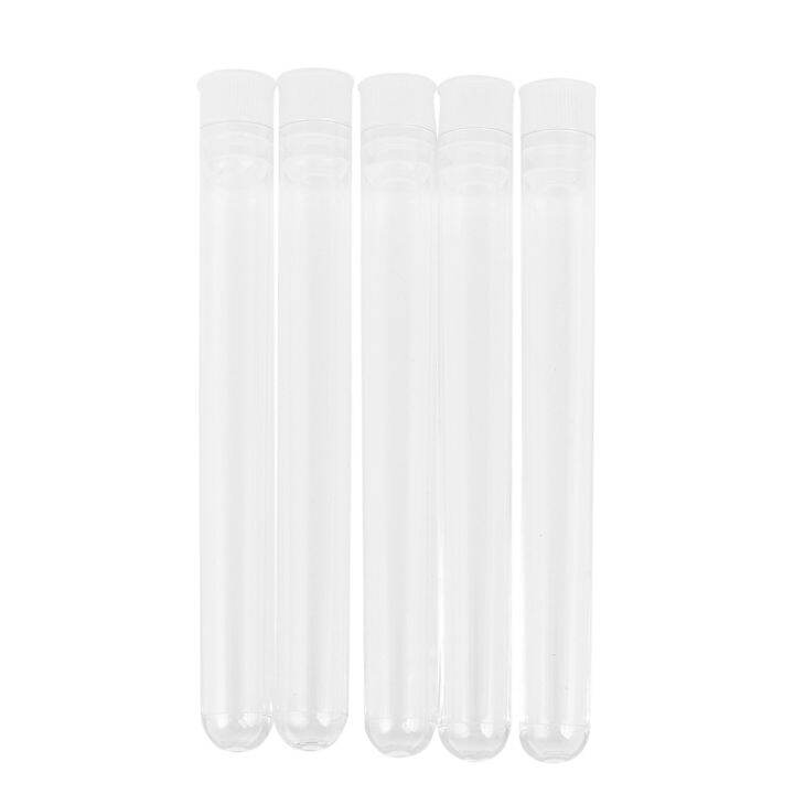 100Pcs Clear Plastic Test Tube With Cap 12X100mm U Shaped Bottom Long