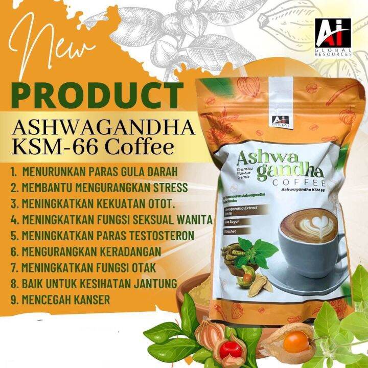 Kopi Ashwagandha KSM 66 Sacha Inchi Ai Global 15Sachet Lazada