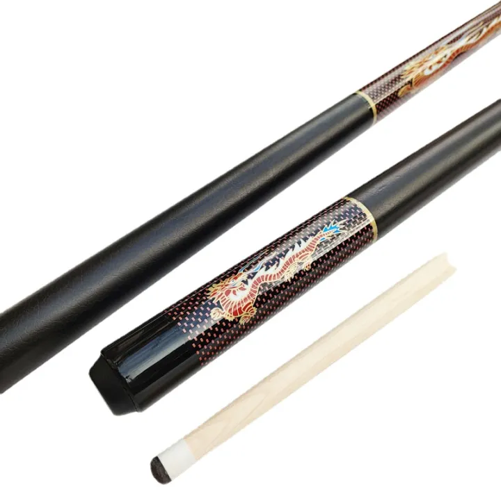 Dragon Pattern Maple 1 2 Billiard Cue Middle Head Black 8 11 5mm Double