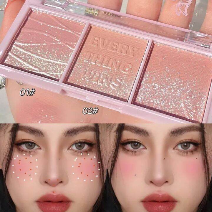 Palet Blush Berkilau Matte Warna Tahan Lama Kontur Perona Pipi