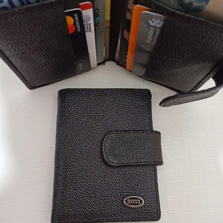 Dompet Kartu Kulit Card Holder Kulit Jeruk Logo Boss 01 Lazada