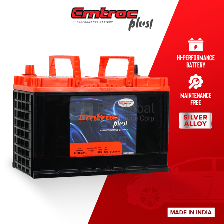 Emtrac Plus D Sm Automotive Car Battery Chrome Titanium And