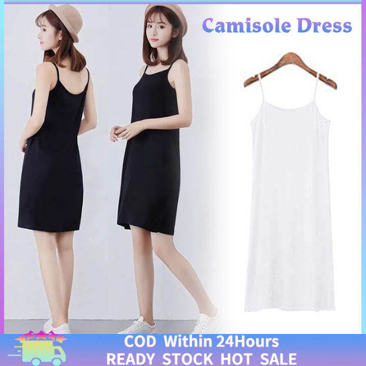 Fast Delivery Women Basic Camisole Dress Solid Color Spaghetti Strap